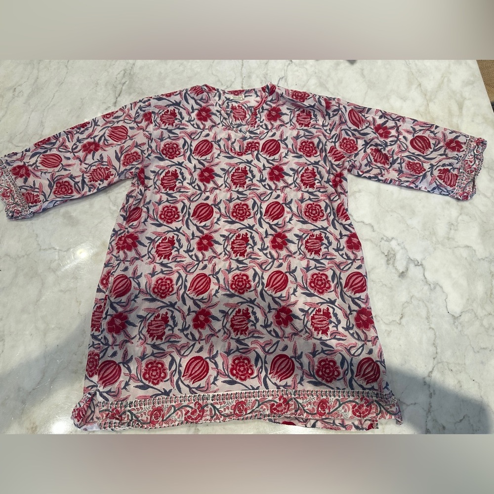 ❤️ Little Tibet Boutique 100% Cotton Floral Tunic Size L